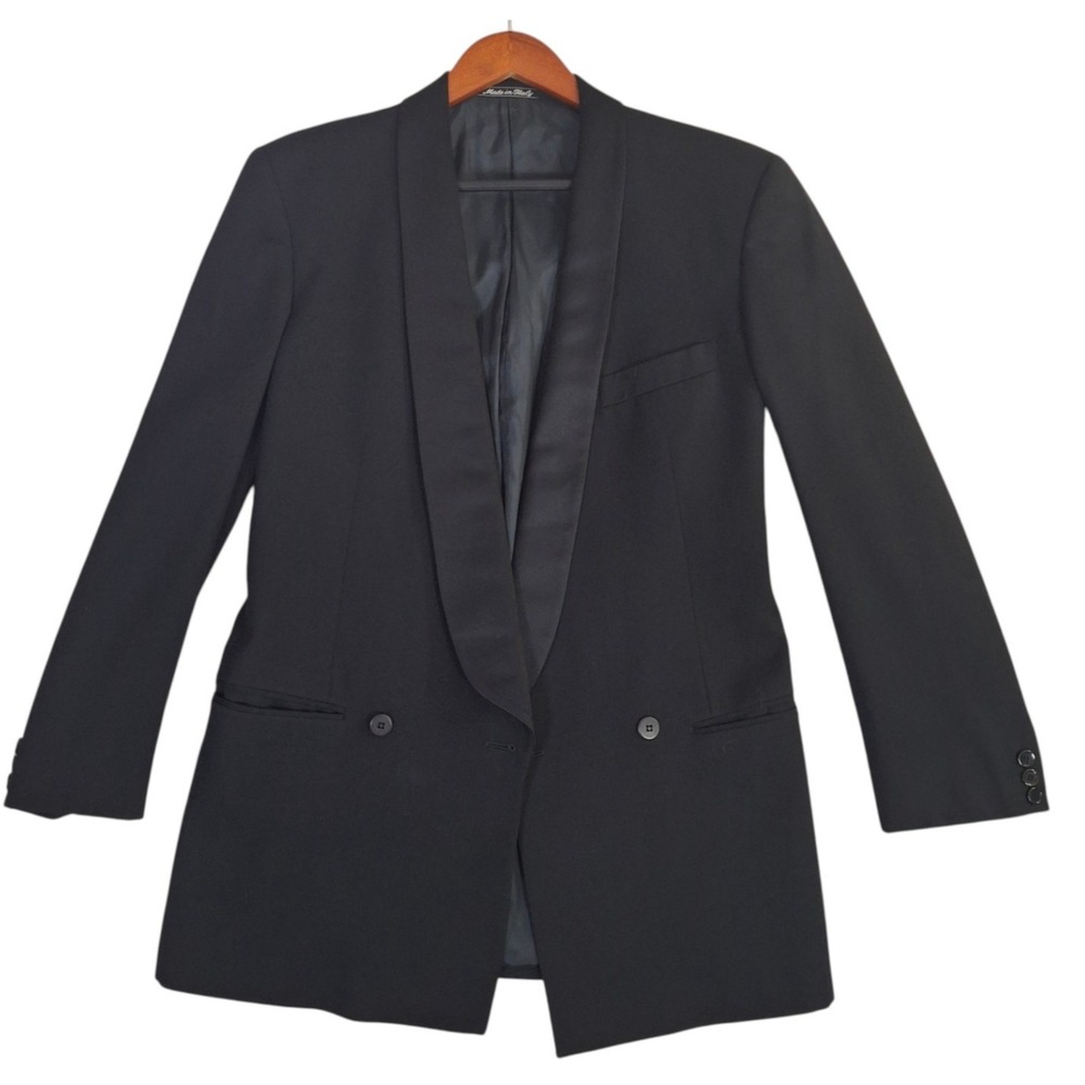 Giorgio Armani Le Collezioni Tuxedo Jacket Black Shawl Lapel Italy 38